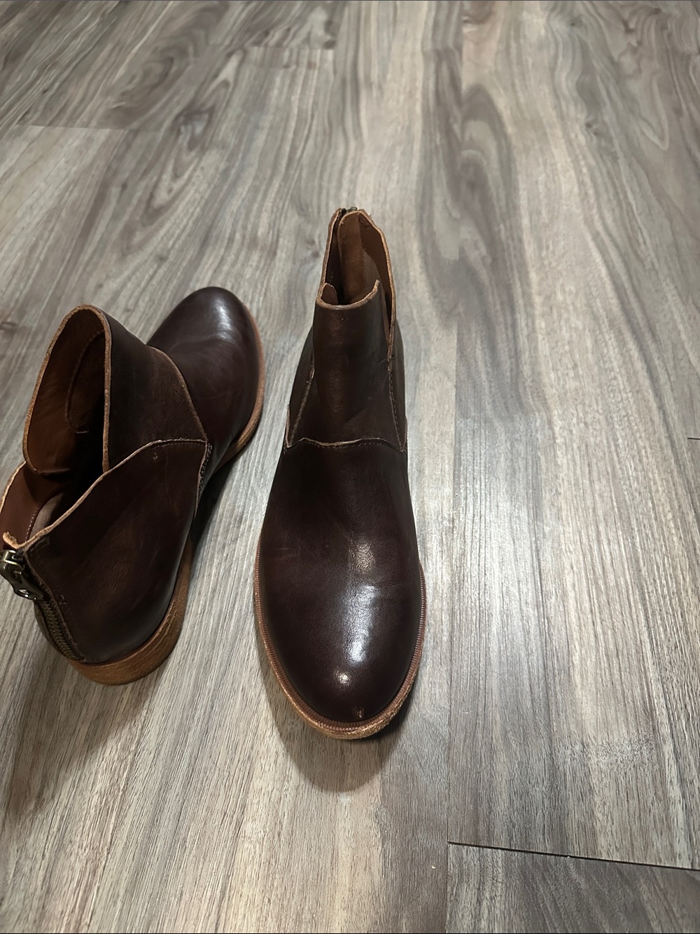 Kork-Ease Women's Dark Brown Leather Ankle Booties - Picture 8 of 14